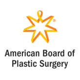 Logo of the American Board of Plastic Surgery featuring an orange and yellow abstract star above the organization's name in black text, endorsed by the best Beverly Hills plastic surgeon.